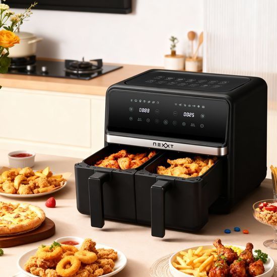 Nexxt Dual Basket Airfryer - 8L 2x 4L - Schwarz