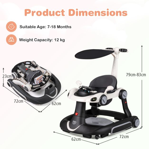 Coast Baby Walker - 7-in-1 - Kinderwagen - Spielbrett - Musik - Licht