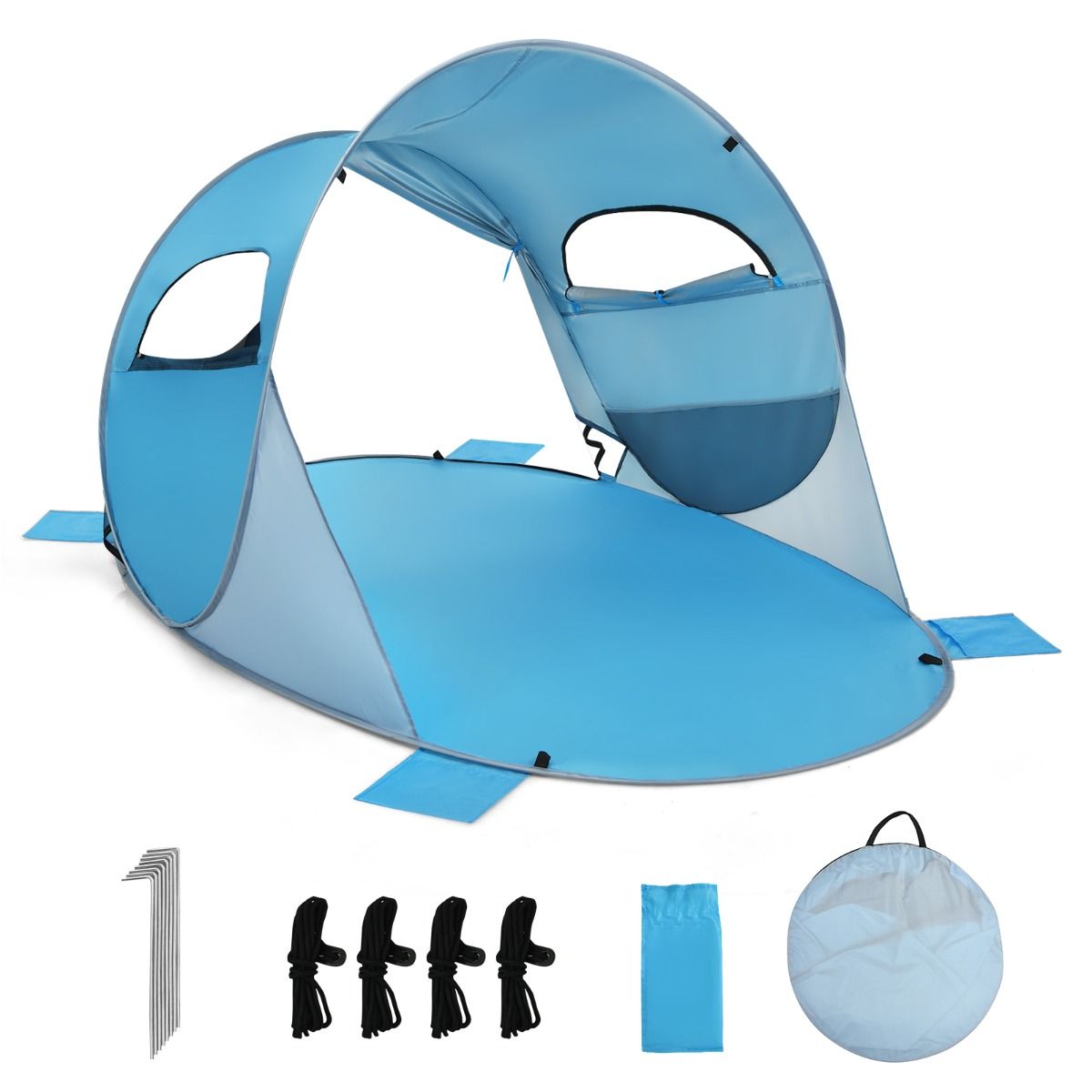 Coast Pop-Up Beach Tent Sonnenschutzzelt für 3-4 Personen - UPF 50+ Silberbeschichtung - 220 x 159 x 115 cm - Blau