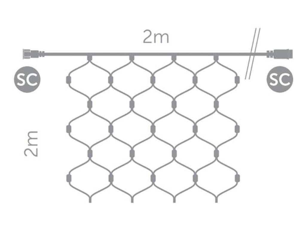 Vellight SUBRA Lichtgitter 2x2 m, warmweiß, energieeffizient & geeignet für den Innen- und Außenbereich, ideal für Partys, Dekoration und Weihnachten