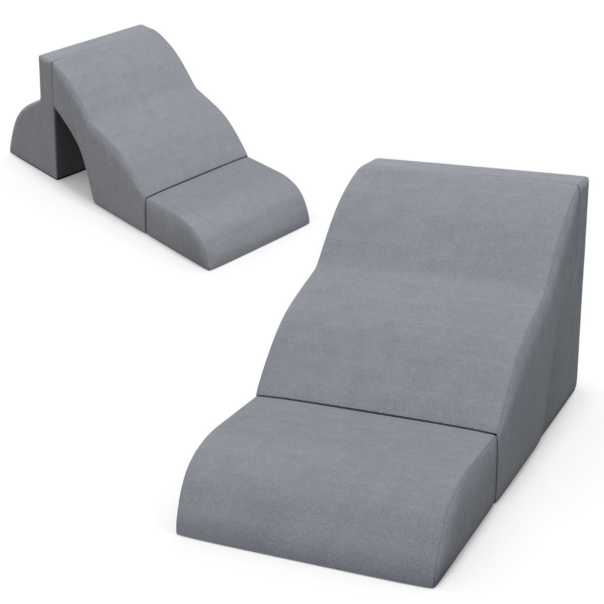 Coast Schaumstoff-Haustierrampe 2-in-1 - Mit 3 Ebenen - Rutschfest - 97 x 40 x 40 cm - Grau
