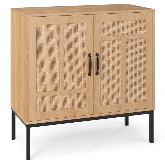 Coast Rattan Sideboard Natural - Boho Aufbewahrungsschrank mit 2 Türen und verstellbarem Regal - 80 x 38 x 81 cm