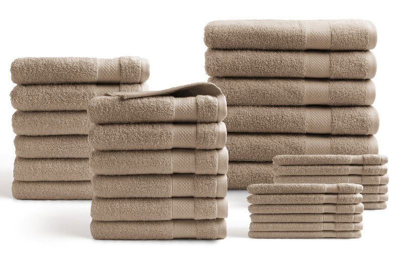 DoubleDry Badtextil-Set – 30-teilig – 500 g/m² – Taupe