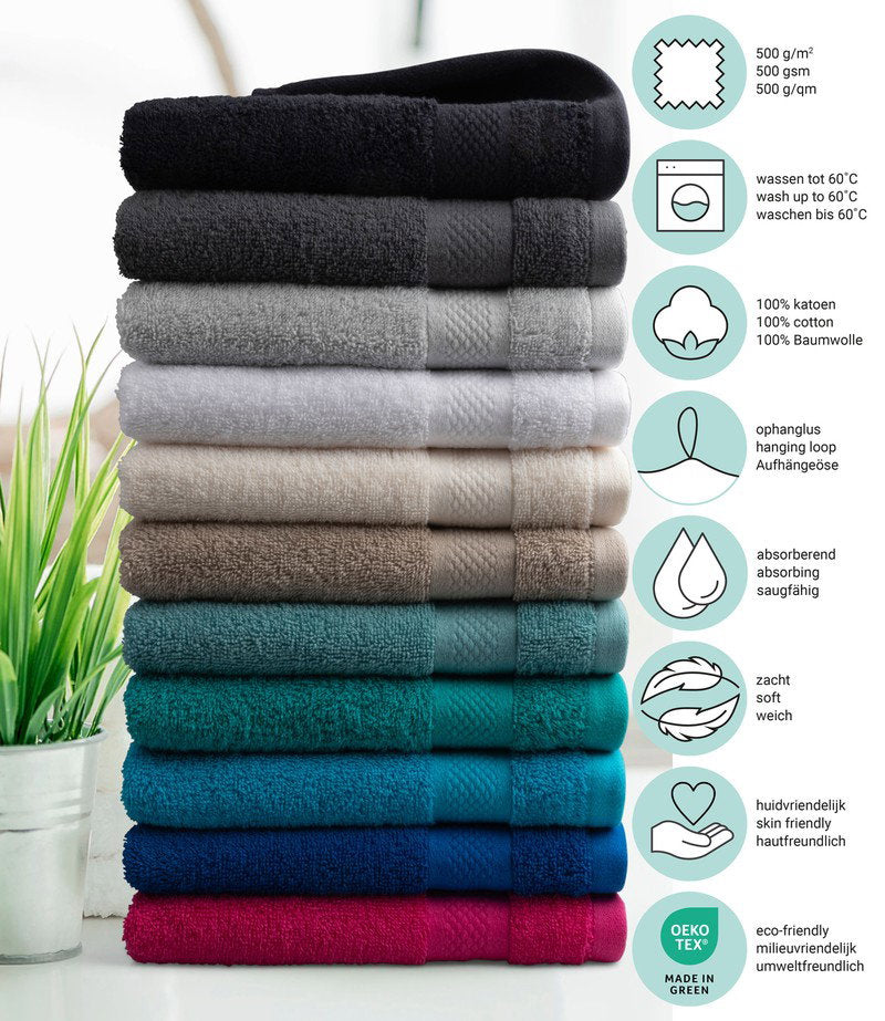 DoubleDry Badtextil-Set – 30-teilig – 500 g/m² – Taupe