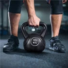 Yaheetech Kettlebell 10 kg - 26 x 22 x 30 cm - mit breitem ergonomischem Griff und flacher Basis und bodenschonender Kunststoffschale - für Krafttraining und Heimgebrauch - schwarzer Kunststoff und Beton