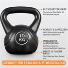 Yaheetech Kettlebell 10 kg - 26 x 22 x 30 cm - mit breitem ergonomischem Griff und flacher Basis und bodenschonender Kunststoffschale - für Krafttraining und Heimgebrauch - schwarzer Kunststoff und Beton