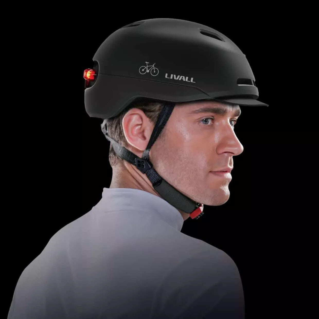 Livall Fahrradhelm - Mit SOS Funktion - Bremslicht - 57-61 cm - Schwarz