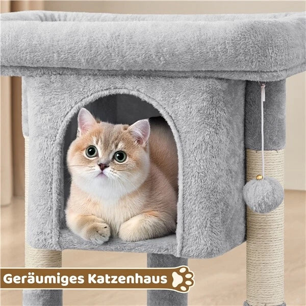 Yaheetech Katzenkratzbaum 60x40x40 cm - Dunkelgrau - 2-lagiger Kratzbaum mit breiter Liegefläche und Kratzbäumen