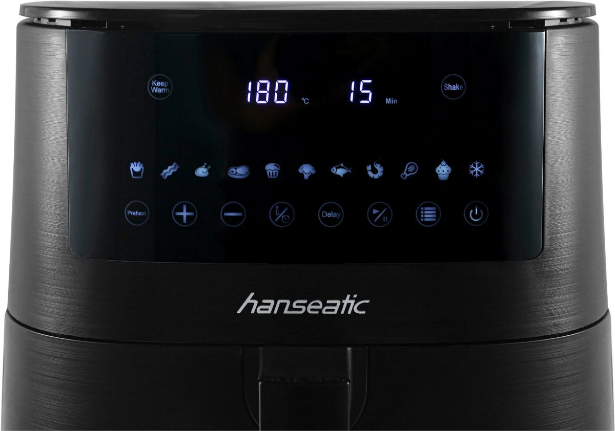 Hanseatic Airfryer 6,5L - 1650W - Schwarz - Multikocher - 10 Programme - 34x30x40 cm