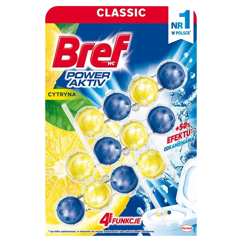 Bref Power Aktiv Toilettenstein Zitrone 3x40 g - Frisch & Reinigend
