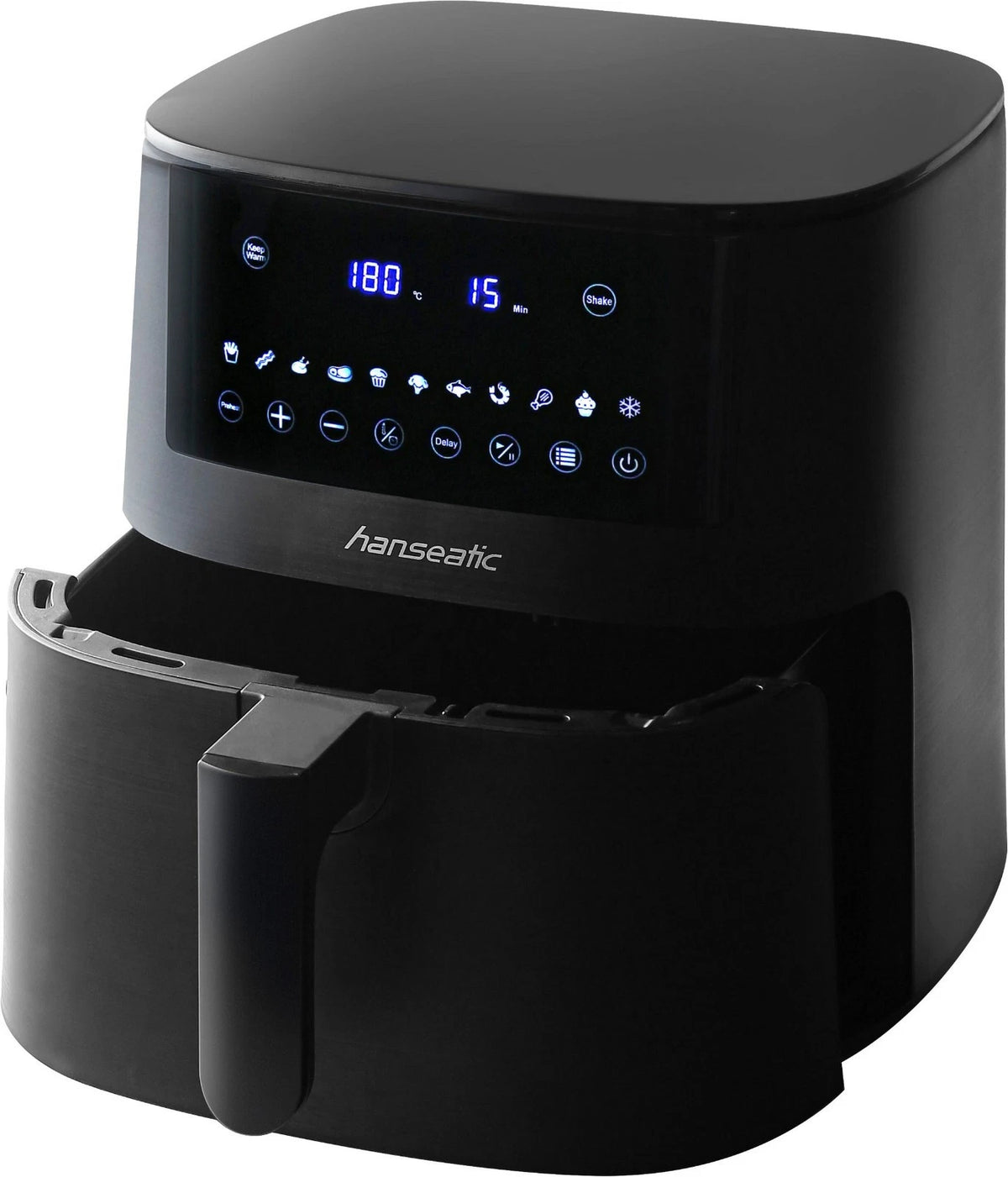 Hanseatic Airfryer 6,5L - 1650W - Schwarz - Multikocher - 10 Programme - 34x30x40 cm