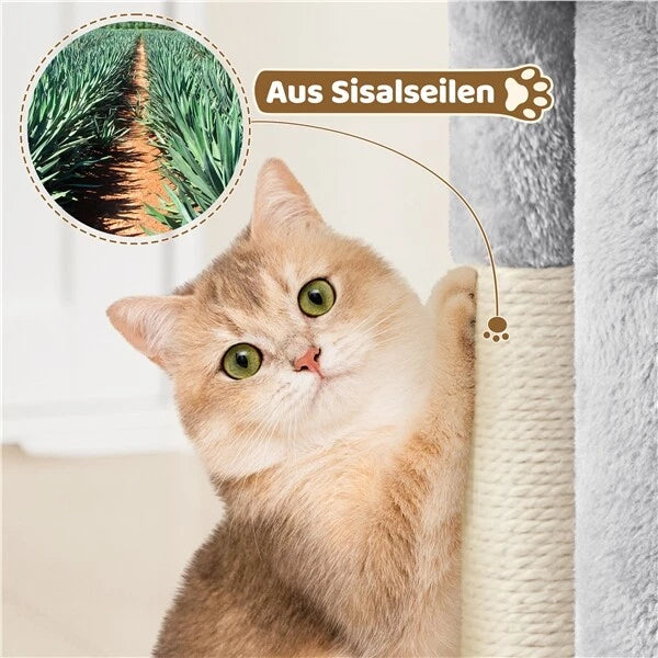 Yaheetech Katzenkratzbaum 60x40x40 cm - Dunkelgrau - 2-lagiger Kratzbaum mit breiter Liegefläche und Kratzbäumen