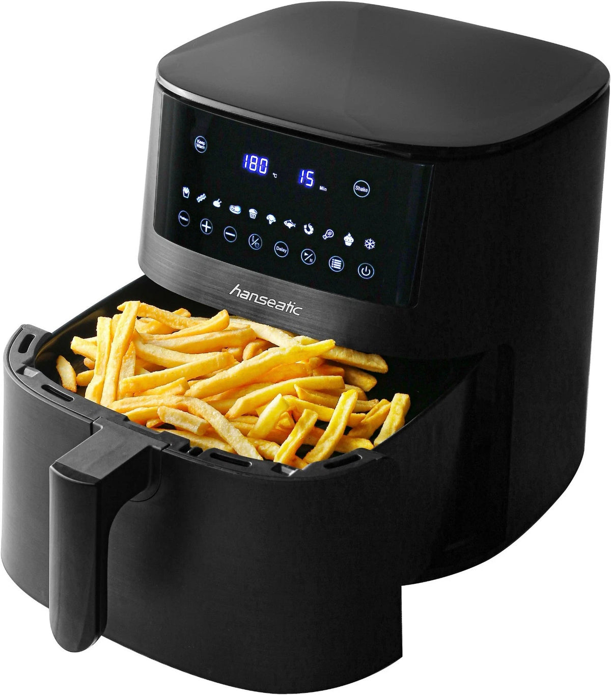 Hanseatic Airfryer 6,5L - 1650W - Schwarz - Multikocher - 10 Programme - 34x30x40 cm