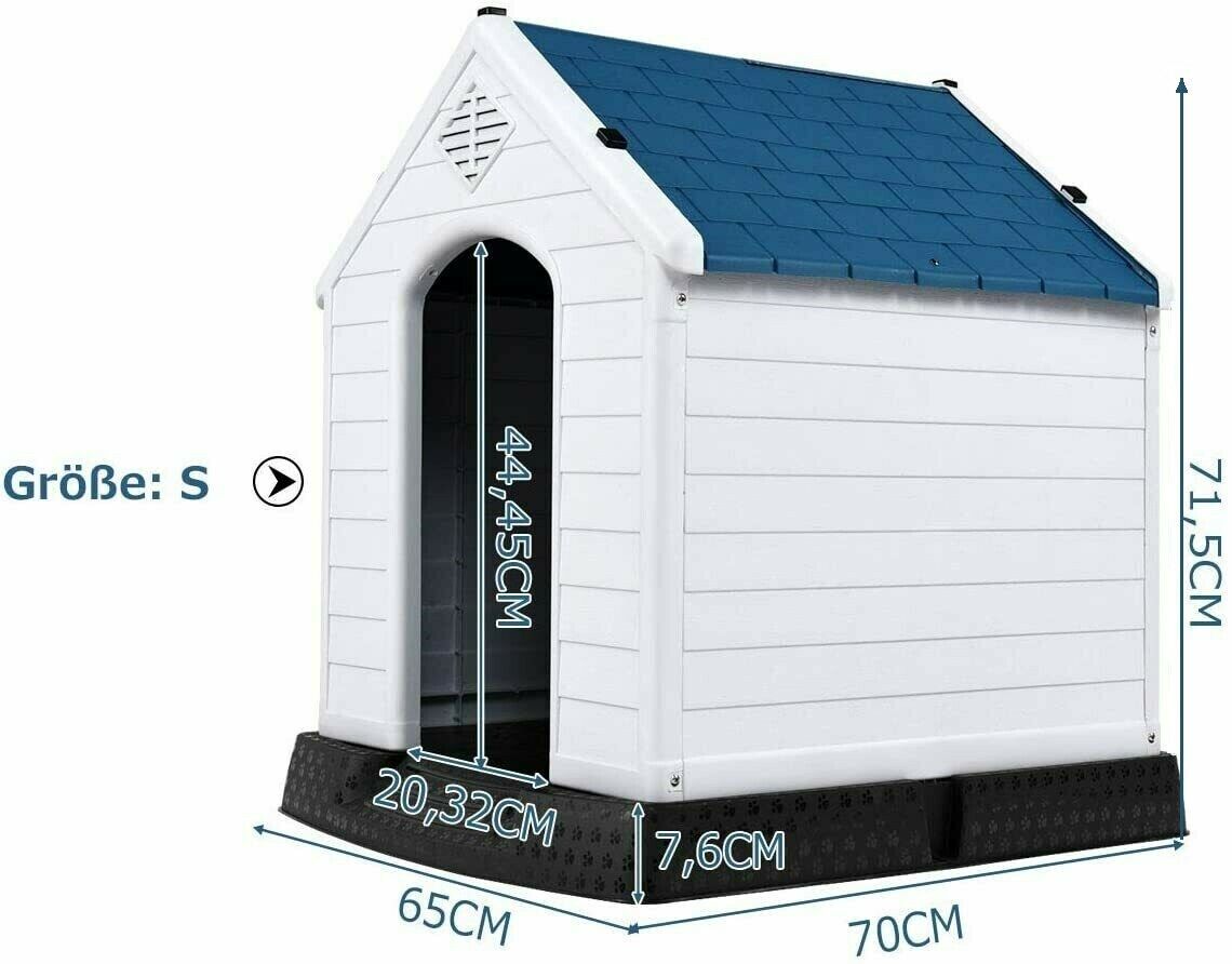 Coast Hundehütte Erhöht - Blau/Weiß - 70 cm x 65 cm x 71,5 cm