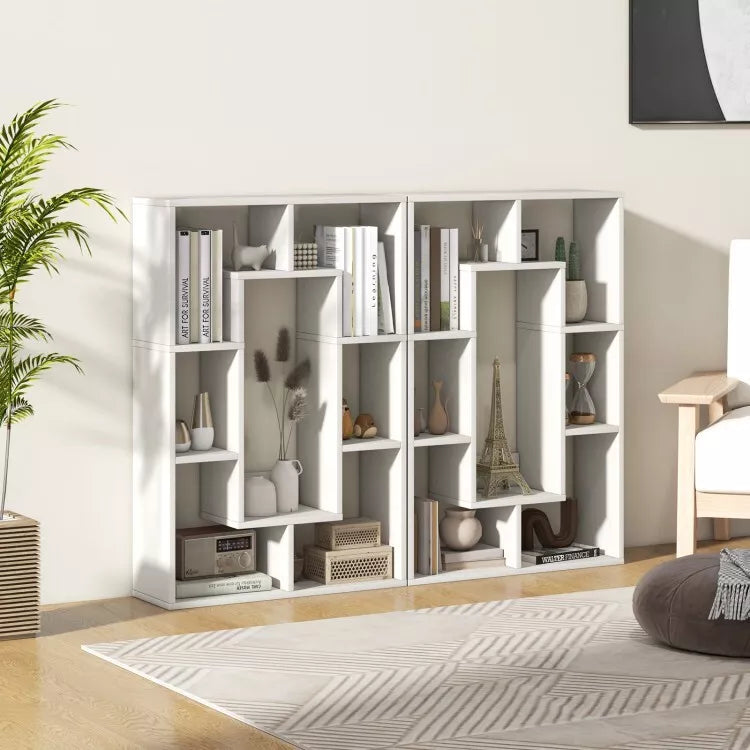 Coast Bücherregal - 7 Fächer - Kippsicheres Design - 61 x 20 x 90 cm - Weiß