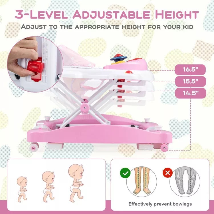 Coast Baby Kinderwagen - Zusammenklappbar - 6 x 1 - Höhenverstellbar - 71 x 61 x 50 cm - Pink