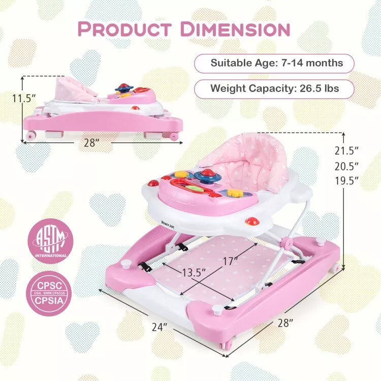 Coast Baby Kinderwagen - Zusammenklappbar - 6 x 1 - Höhenverstellbar - 71 x 61 x 50 cm - Pink