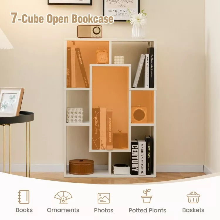 Coast Bücherregal - 7 Fächer - Kippsicheres Design - 61 x 20 x 90 cm - Weiß