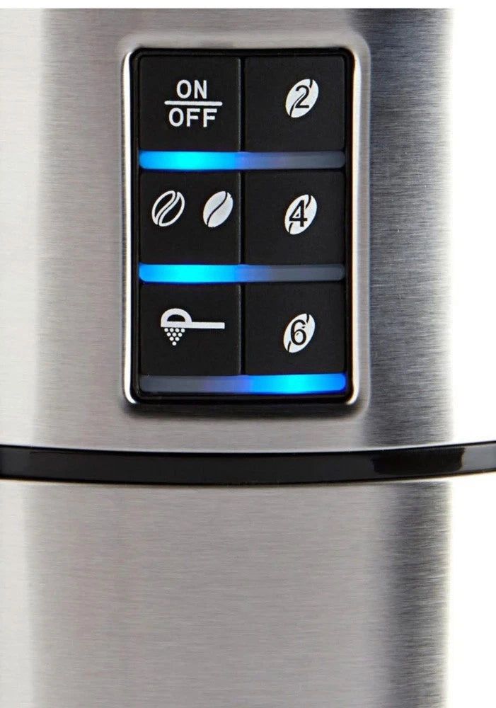 Privileg - Kaffeemaschine mit integrierter Kaffeemühle - für Kaffeebohnen und gemahlenen Kaffee - mit Digitalanzeige und Timer - ohne Kaffeekanne - schwarzer und silberner Kunststoff