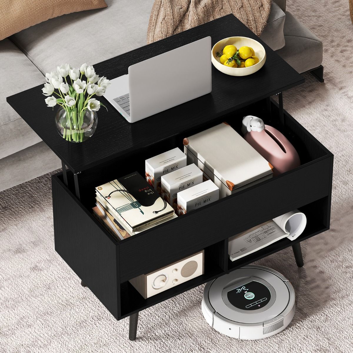 Coast Couchtisch - Höhenverstellbarer moderner Wohnzimmertisch - 80 x 40 x 46-60 cm - Schwarz