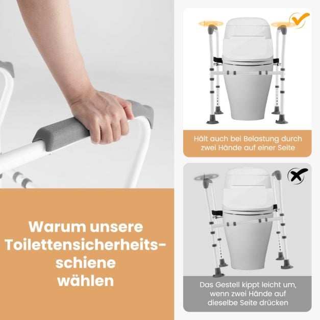 Coast Toilettenstütze Grau/Weiß - Verstellbare und klappbare Toilettenhalterung - 62-68 x 49,5 x 65,5-78 cm