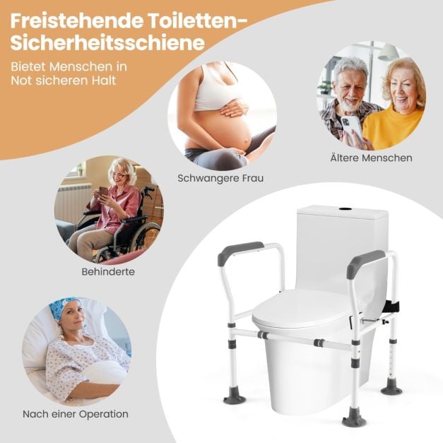 Coast Toilettenstütze Grau/Weiß - Verstellbare und klappbare Toilettenhalterung - 62-68 x 49,5 x 65,5-78 cm