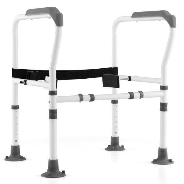 Coast Toilettenstütze Grau/Weiß - Verstellbare und klappbare Toilettenhalterung - 62-68 x 49,5 x 65,5-78 cm