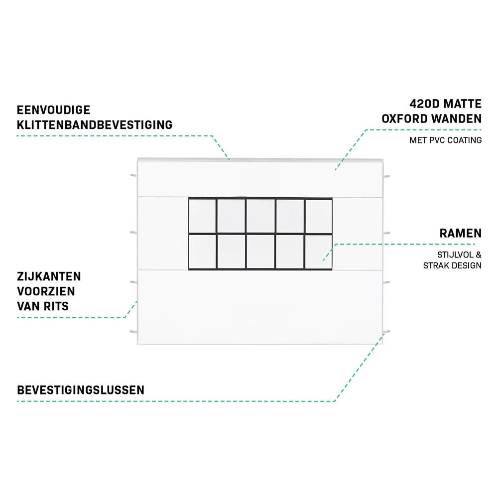 VONROC Seitenwand-Set - 6x4,5 m - 6 Stück - Für 2 x Premium Partyzelt PT502XX - Weiß