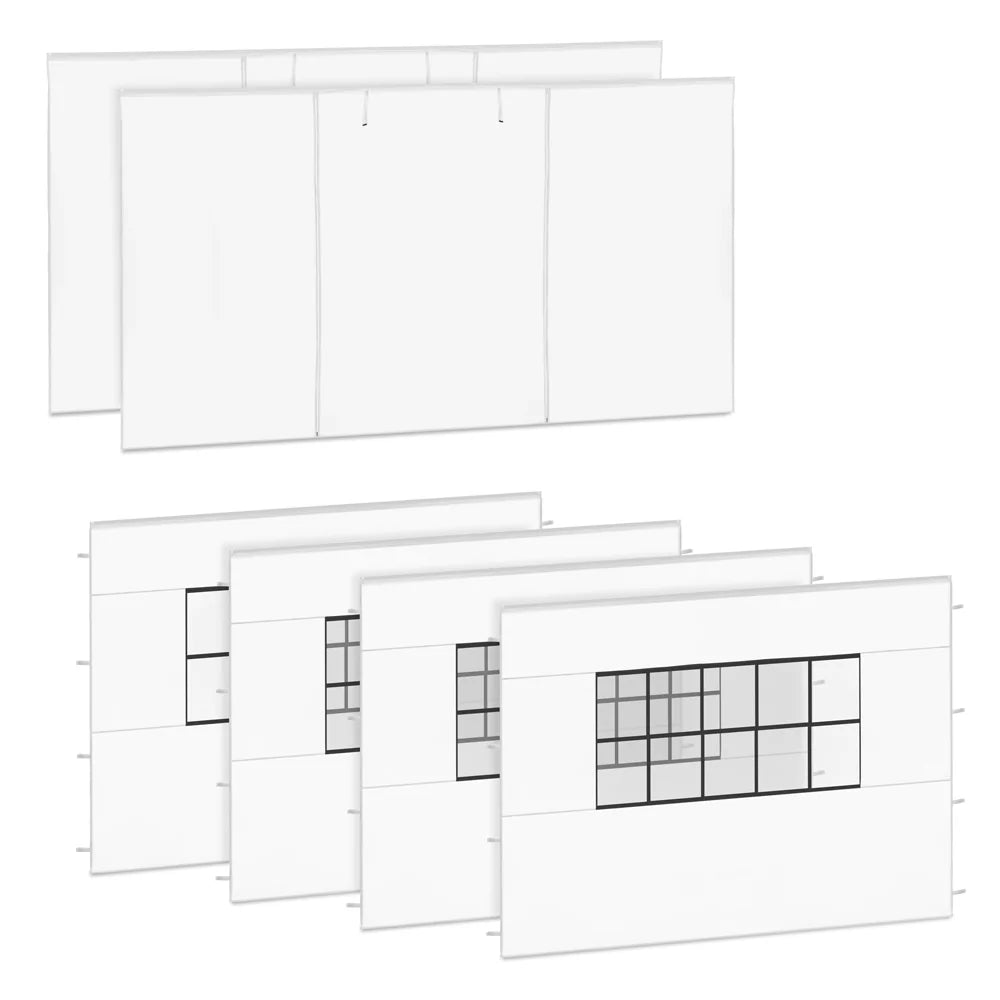 VONROC Seitenwand-Set - 6x4,5 m - 6 Stück - Für 2 x Premium Partyzelt PT502XX - Weiß