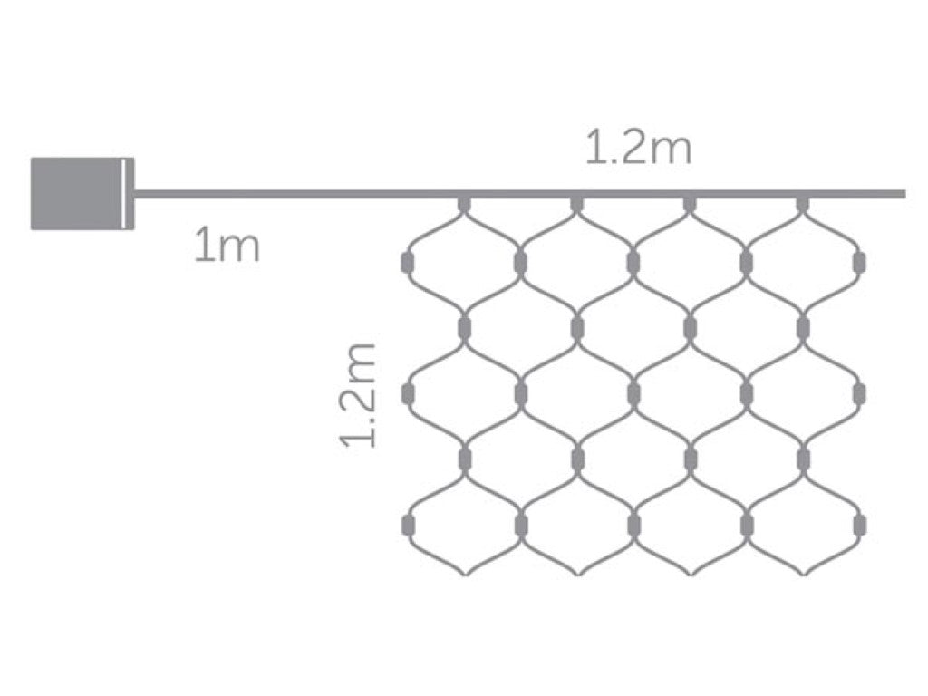 Light Creations Smart Netlight Led - mit integriertem Timer und spritzwassergeschützter Batteriebox und drei Modulator-Animationen - für innen und außen - kaltweißer und grüner Kunststoff - 120 x 120 cm
