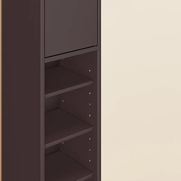 SoBuy Hoher schmaler Badezimmerschrank - Kompakte Aufbewahrungseinheit mit 6 verstellbaren Einlegeböden und Schublade - 20x20x180 cm - Braun