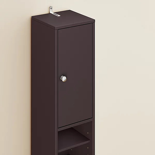 SoBuy Hoher schmaler Badezimmerschrank - Kompakte Aufbewahrungseinheit mit 6 verstellbaren Einlegeböden und Schublade - 20x20x180 cm - Braun