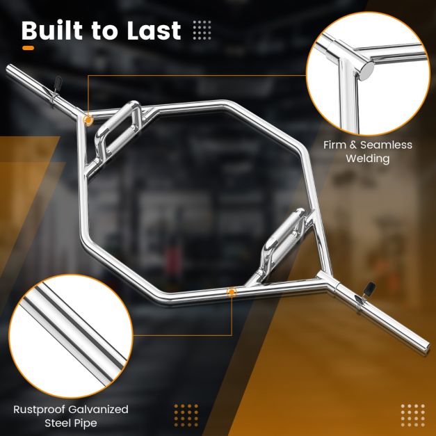 Coast Olympic Hex Bar - 120 cm | Silber Klimmzugstange mit flachen & gerändelten Griffen für Squats und Deadlifts