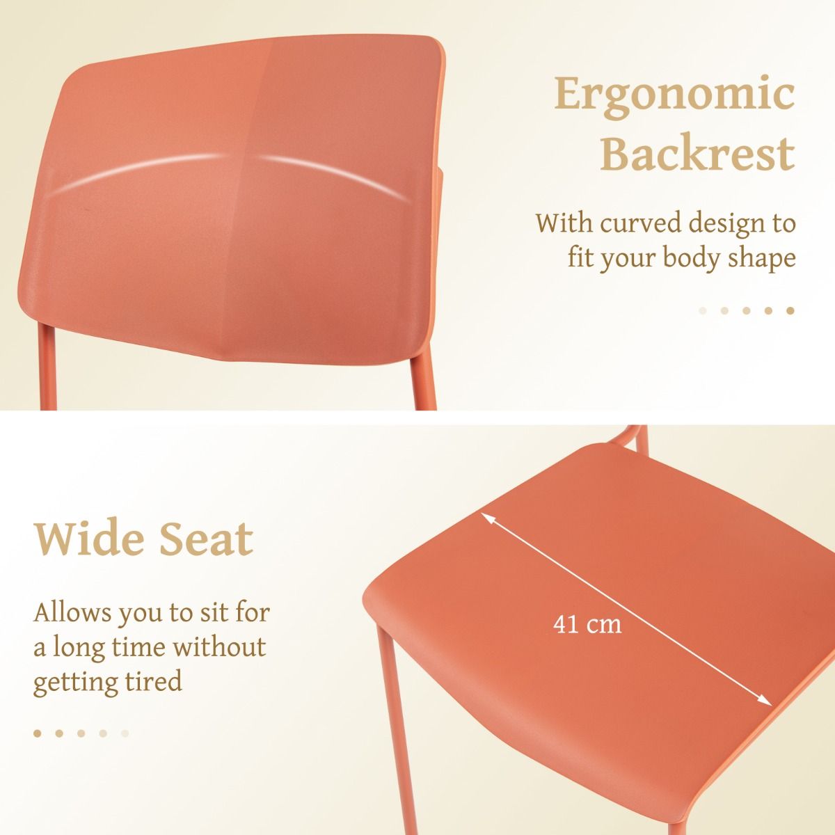 Coast 4er Set Esszimmerstühle ohne Armlehnen - stapelbar - Ergonomische Rückenlehne - 54 x 46 x 84 cm - Mehrfarbig