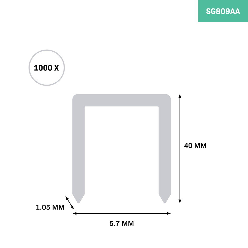 Vonroc Heftklammern 40mm x 5,7mm Verzinkt - 1000 Stück für PRO Combi Tacker CT504CA