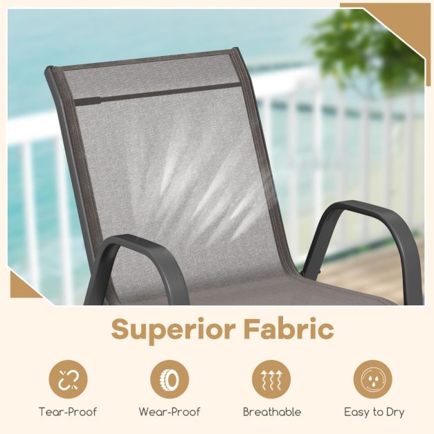COAST Terrassenstühle aus atmungsaktivem Stoff - 2er-Set - 56 x 70 x 84 cm - Grau