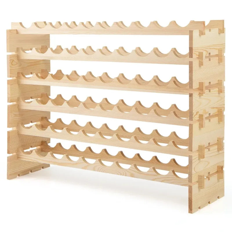 coast Modulares stapelbares Weinregal - geeignet für 60 Flaschen - 6 Lagen - natürliche Holzoberfläche