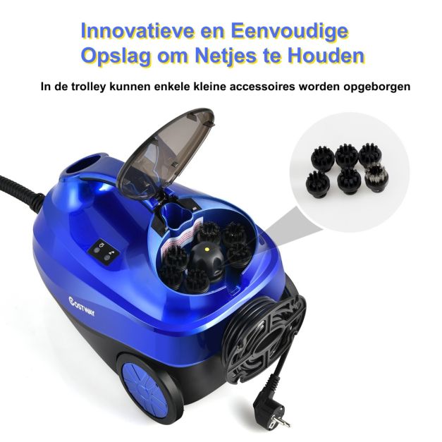 Coast Dampfreiniger Blau/Orange/Rot/Violett - 2000W - 1,5L Tank - Mit 19 Zubehörteilen