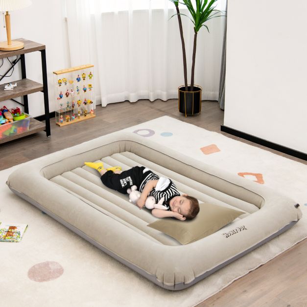 Costway Kleinkind-Reisebett - Inkl. Matratze & Pumpe - max. 150 kg - 165 x 118 x 20 cm - Grau