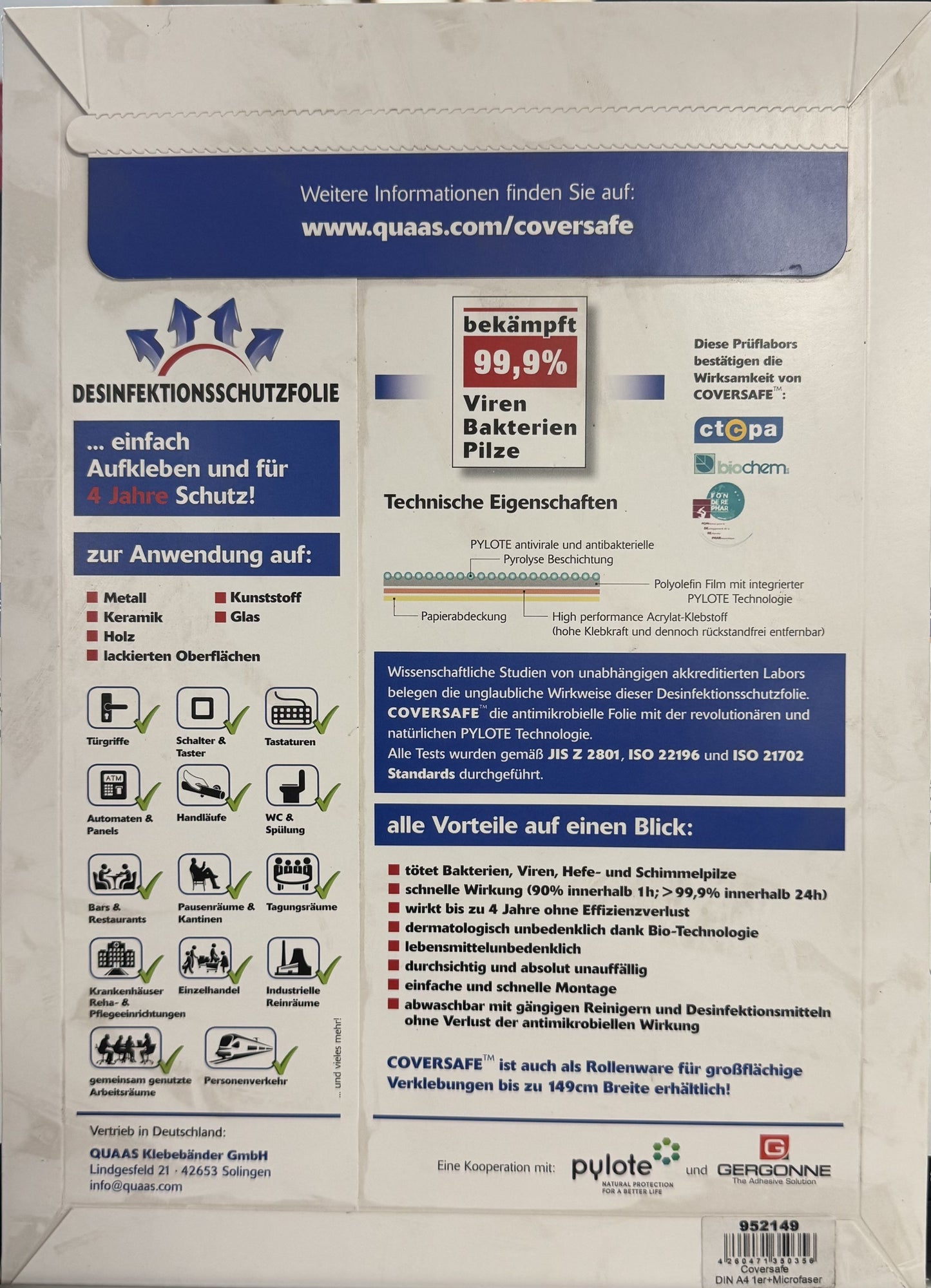 Desinfektionsschutzfolie