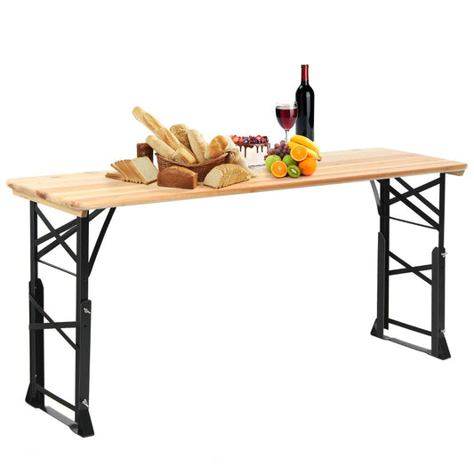 coast Biertisch - klappbar - höhenverstellbar 75-105 cm - 168,5 x 50 cm - Holz/Natur - mit Sonnenschirmloch