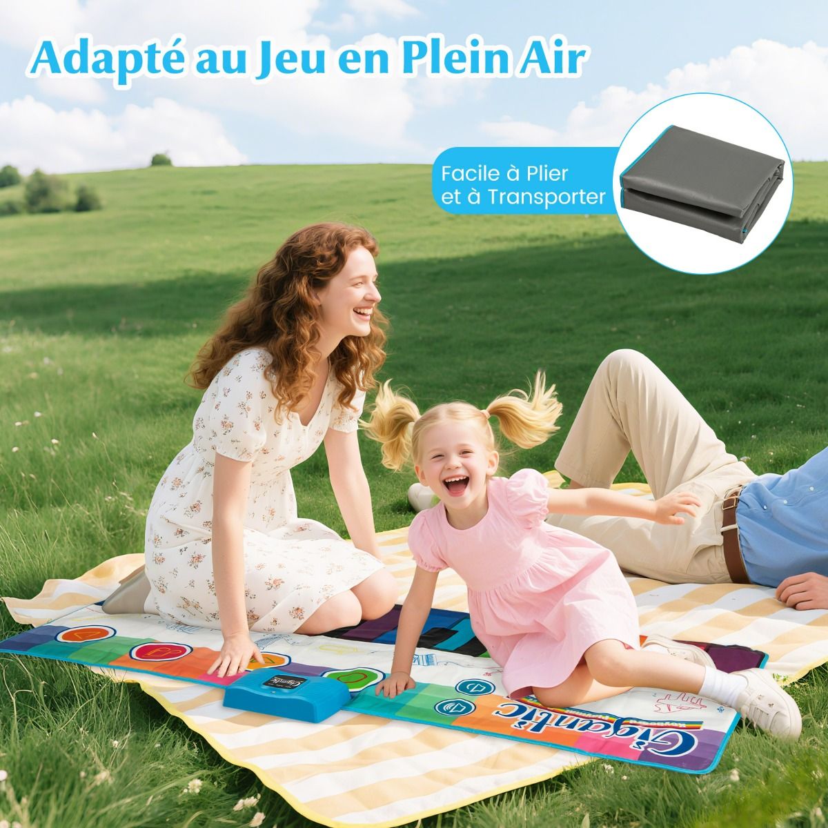 Coast Kindertanzmatte mit 24 Klaviertasten und 8 Instrumentenklängen - Musikspielmatte 181 x 73 cm - farbenfroh
