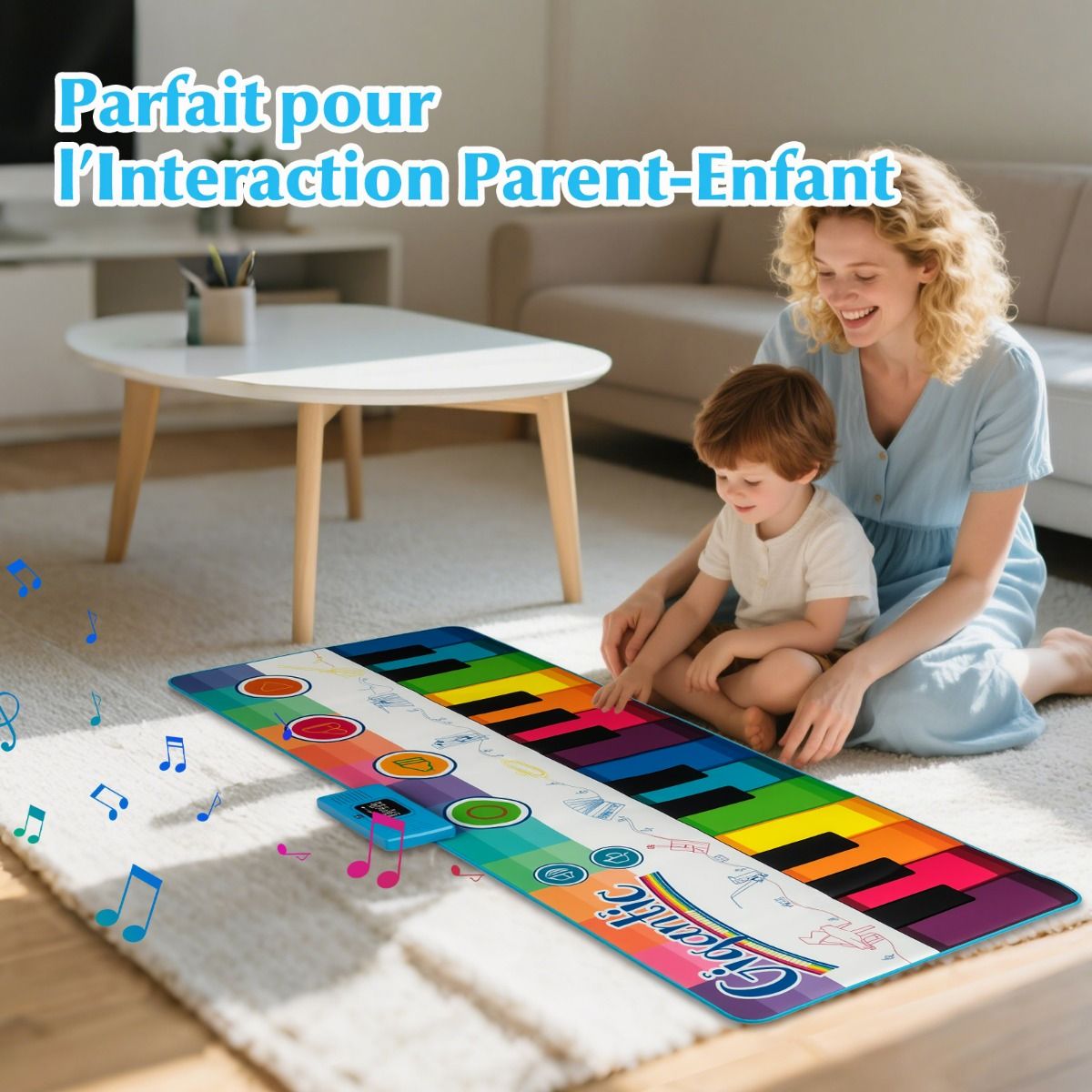 Coast Kindertanzmatte mit 24 Klaviertasten und 8 Instrumentenklängen - Musikspielmatte 181 x 73 cm - farbenfroh