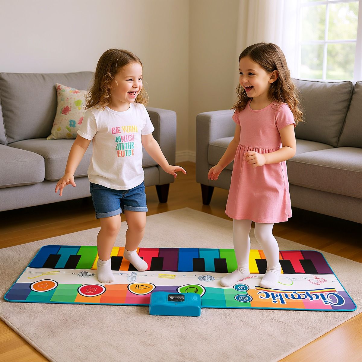 Coast Kindertanzmatte mit 24 Klaviertasten und 8 Instrumentenklängen - Musikspielmatte 181 x 73 cm - farbenfroh