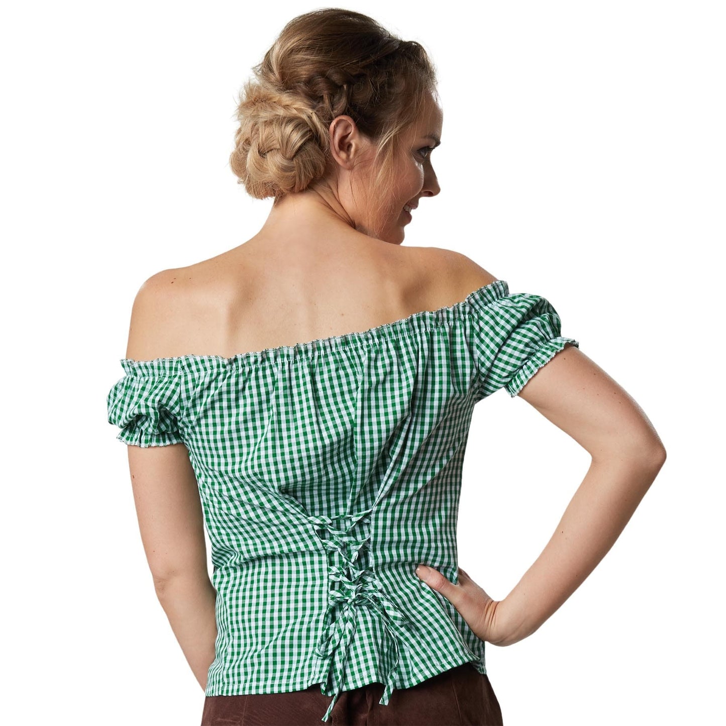 Tectake Trachtenbluse Ina - XL - grün/weiß - Damen