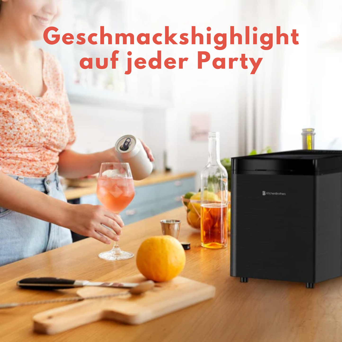 KitchenBrothers Eiswürfelbereiter – 2.1L - Selbstreinigungsfunktion – 9 Eiswürfel in 8 Min – Schwarz