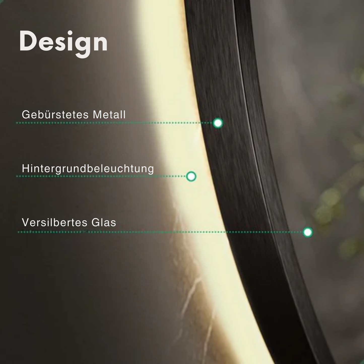 Mirlux Badezimmerspiegel - Mit LED-Beleuchtung & Heizung - Rund - Anti-Kondensation - 60CM - Mattschwarz