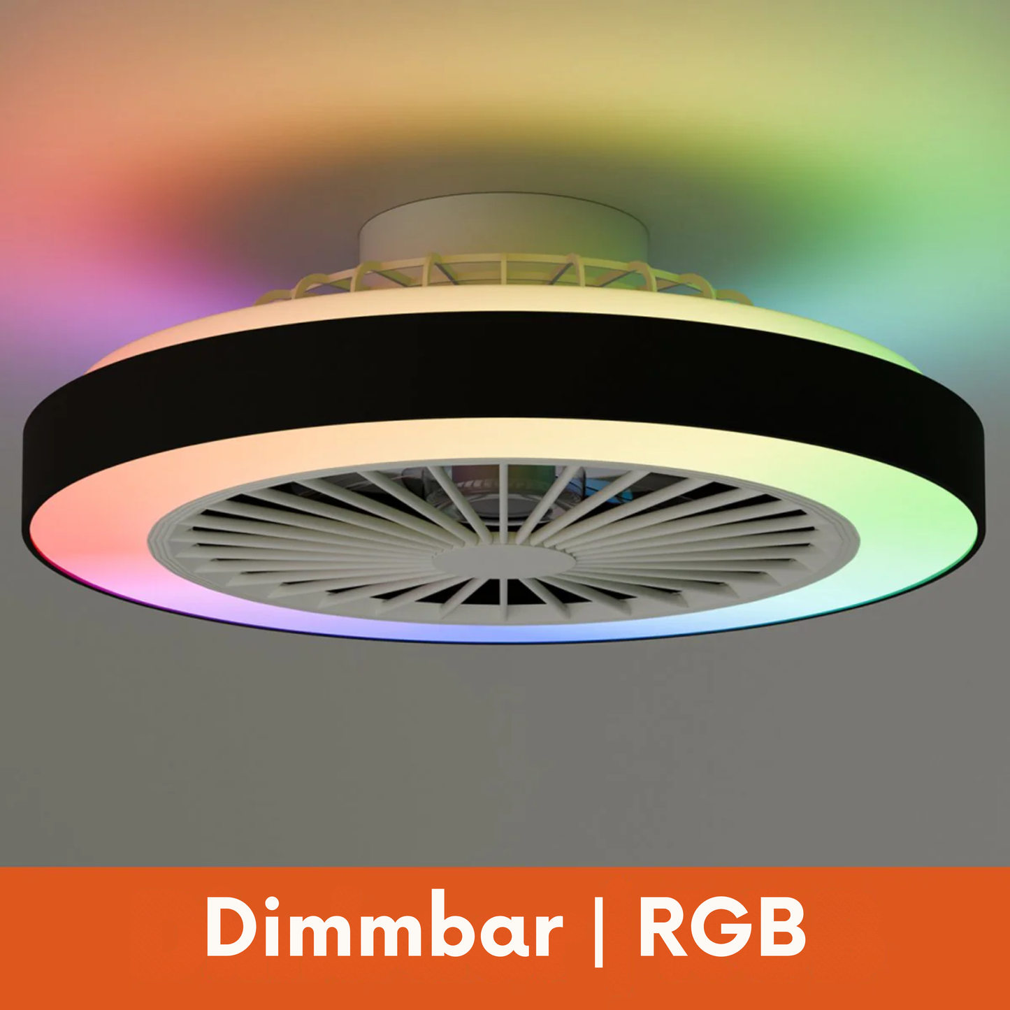 Nolt Deckenventilator - Mit Beleuchtung - LED RGBW - Tuya Wifi Smart - Mit Fernbedienung - ⌀ 50cm - Schwarz