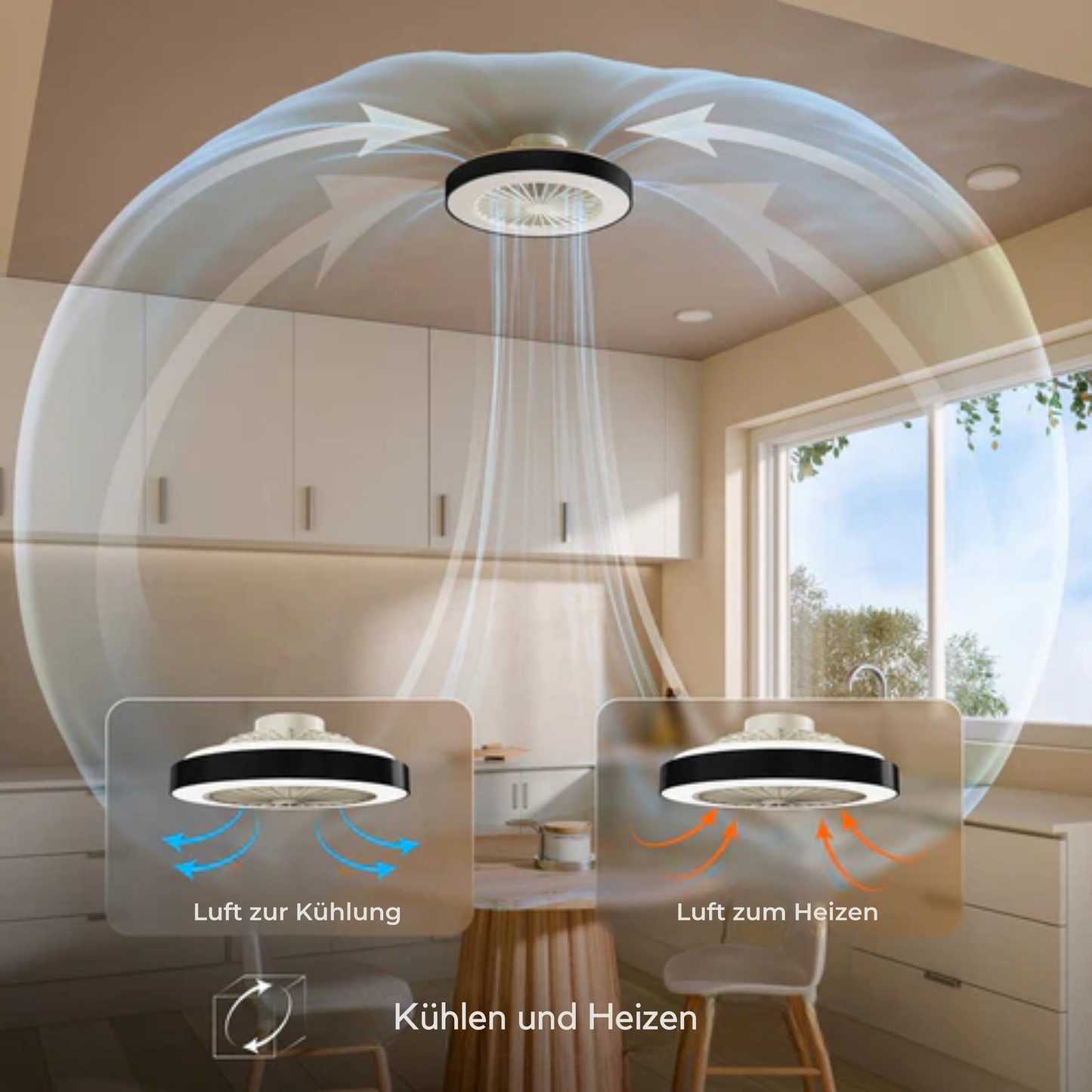 Nolt Deckenventilator - Mit Beleuchtung - LED RGBW - Tuya Wifi Smart - Mit Fernbedienung - ⌀ 50cm - Schwarz