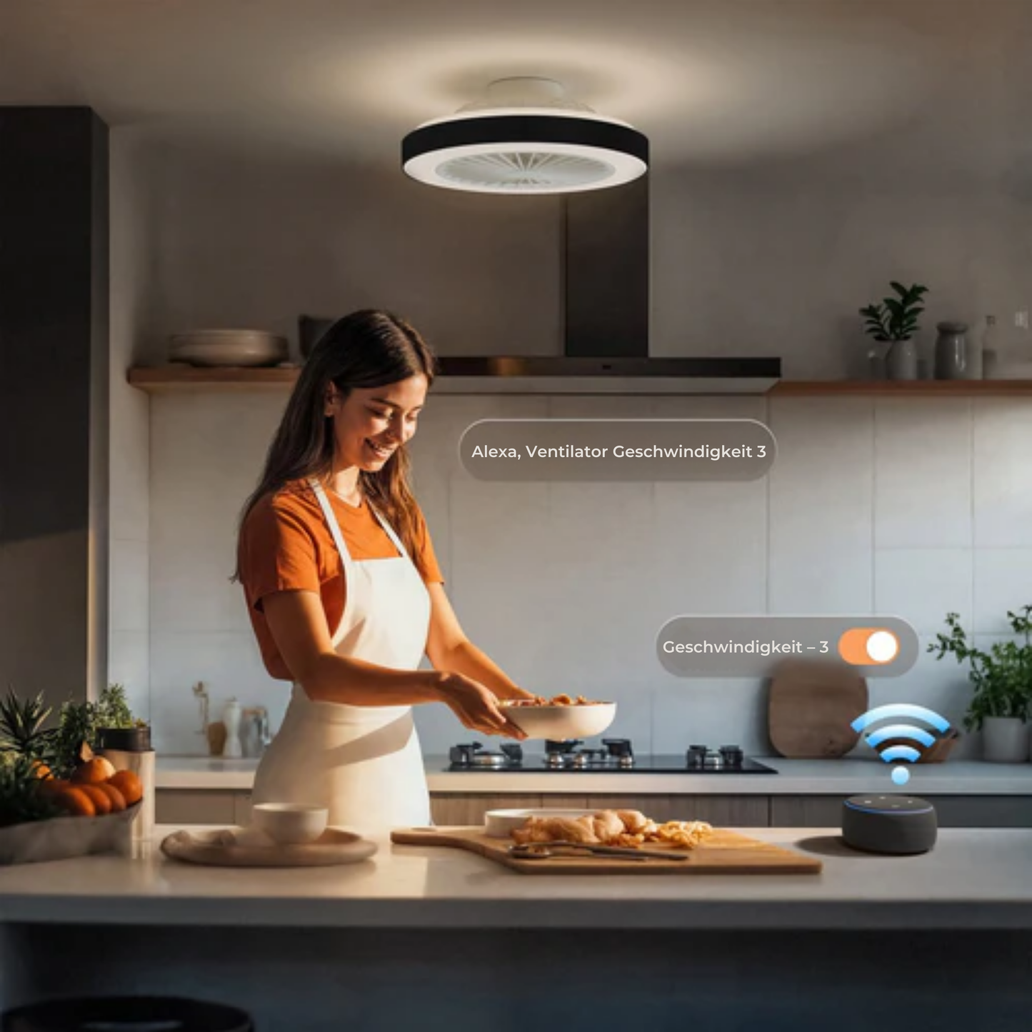 Nolt Deckenventilator - Mit Beleuchtung - LED RGBW - Tuya Wifi Smart - Mit Fernbedienung - ⌀ 50cm - Schwarz